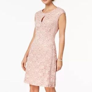 Connected Petite Sequined Lace Keyhole Dress 12P